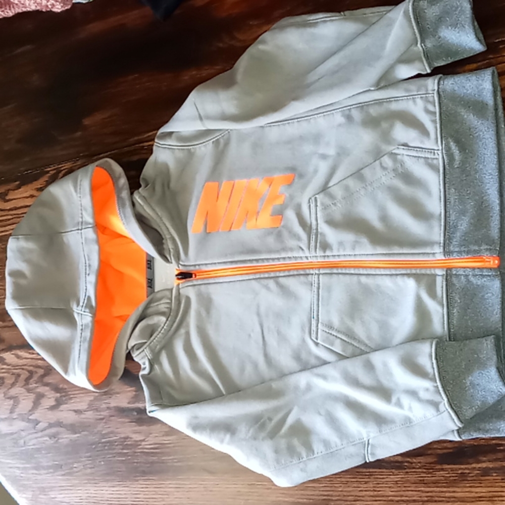 Grey and orange nike zip up 4t